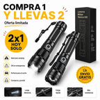 Linterna Táctica de Largo Alcance | Recargable, 5 Modos, Aluminio Reforzado [COMPRA 1 Y LLÉVATE 2]