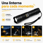 Linterna Táctica de Largo Alcance | Recargable, 5 Modos, Aluminio Reforzado [COMPRA 1 Y LLÉVATE 2]