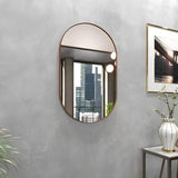 Espejo Oval de Pared con Marco de Cuero